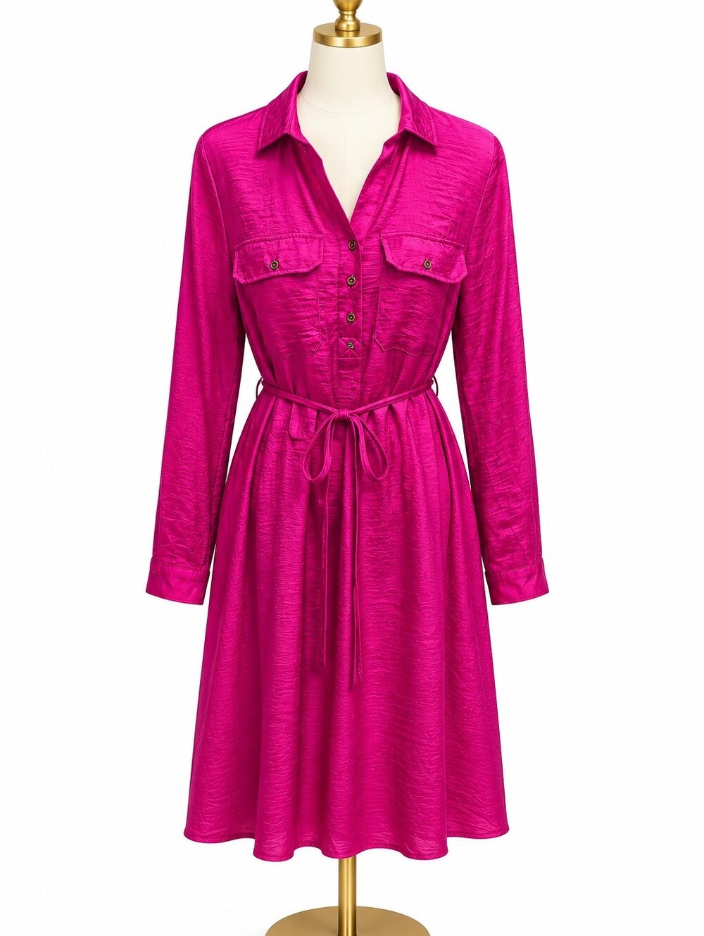 LUCKY BRAND Textured Fucia Midi Dress